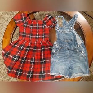Girls dress and overall shorts bundle size 7 and 8